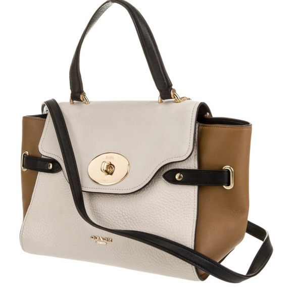 Coach White and Brown Leather Handbag - Picture 3 of 6